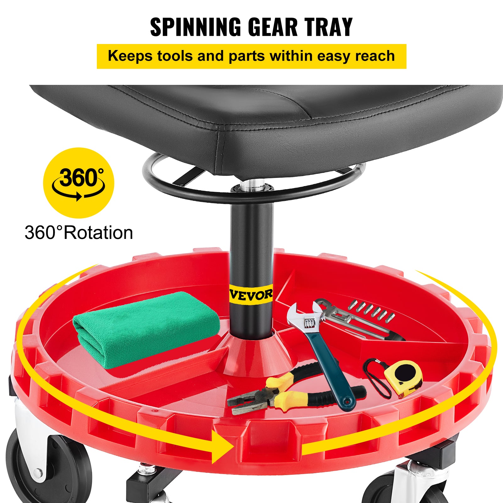 VEVOR Rolling Garage Stool 300/400LBS Adjustable Swivel Work Shop Seat w/Casters