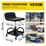 VEVOR Rolling Garage Stool 300/400LBS Adjustable Swivel Work Shop Seat w/Casters