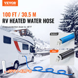 VEVOR Heated Water Hose 15ft-100ft for RV -45℉ Antifreeze Drinking Water Hose