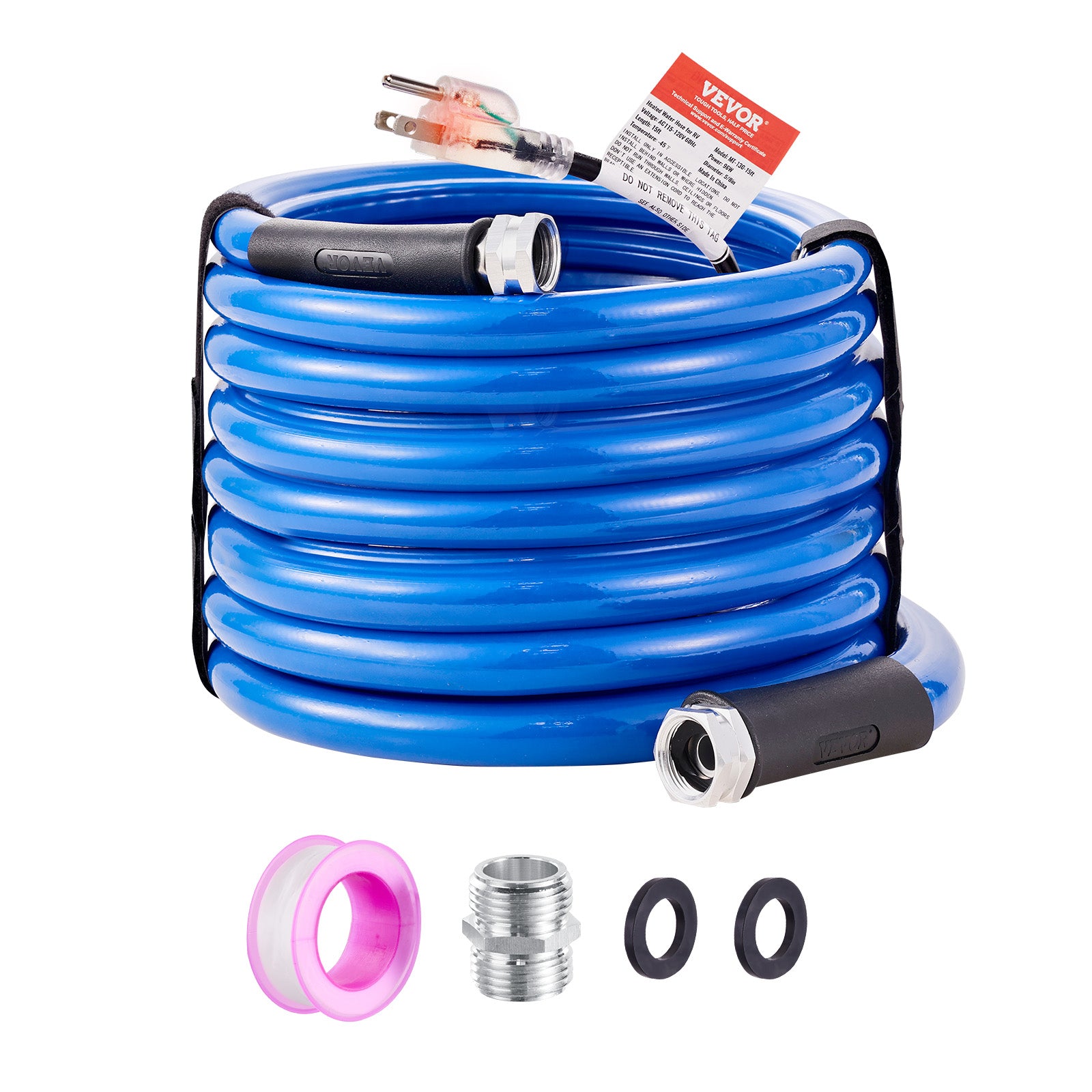 VEVOR Heated Water Hose 15ft-100ft for RV -45℉ Antifreeze Drinking Water Hose