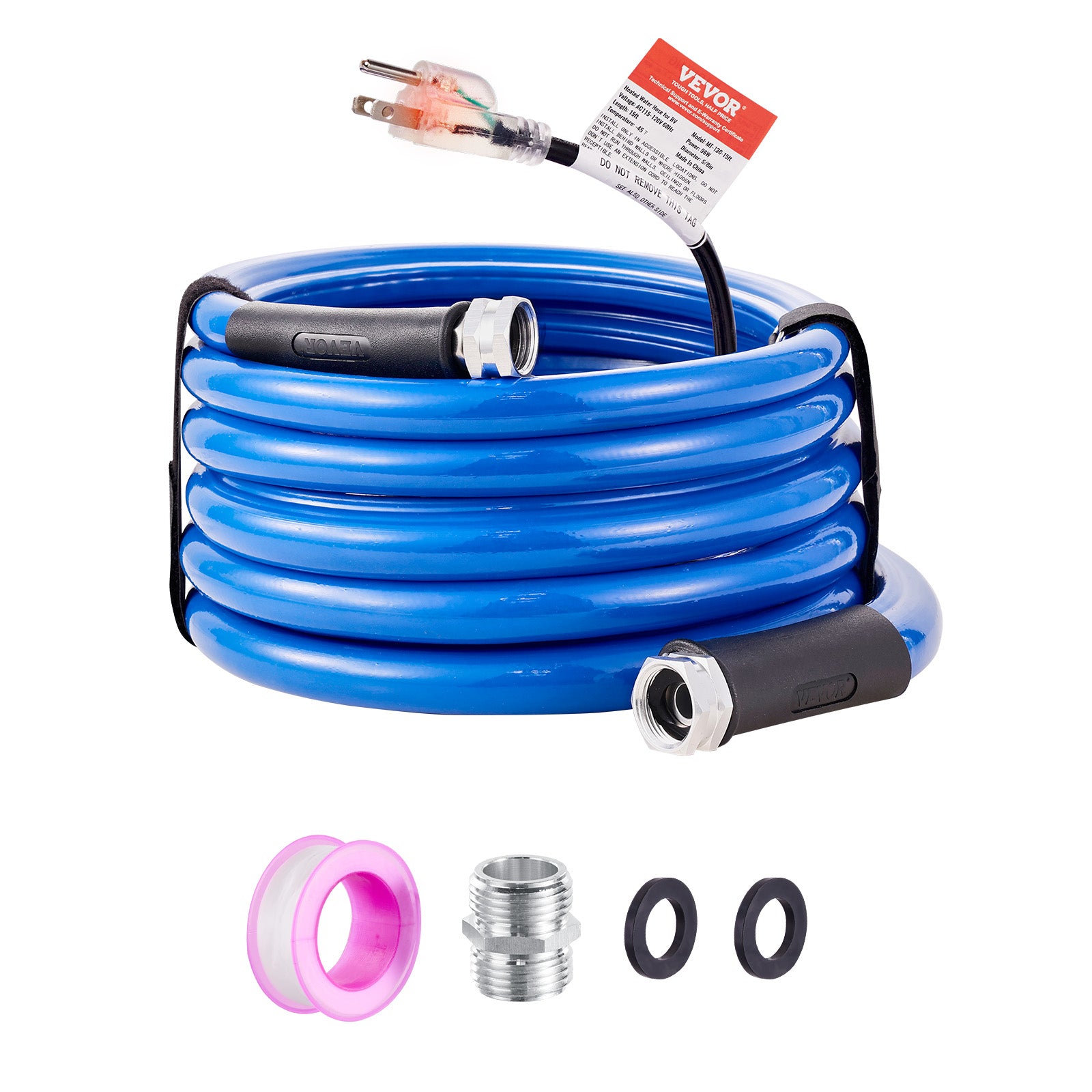 VEVOR Heated Water Hose 15ft-100ft for RV -45℉ Antifreeze Drinking Water Hose