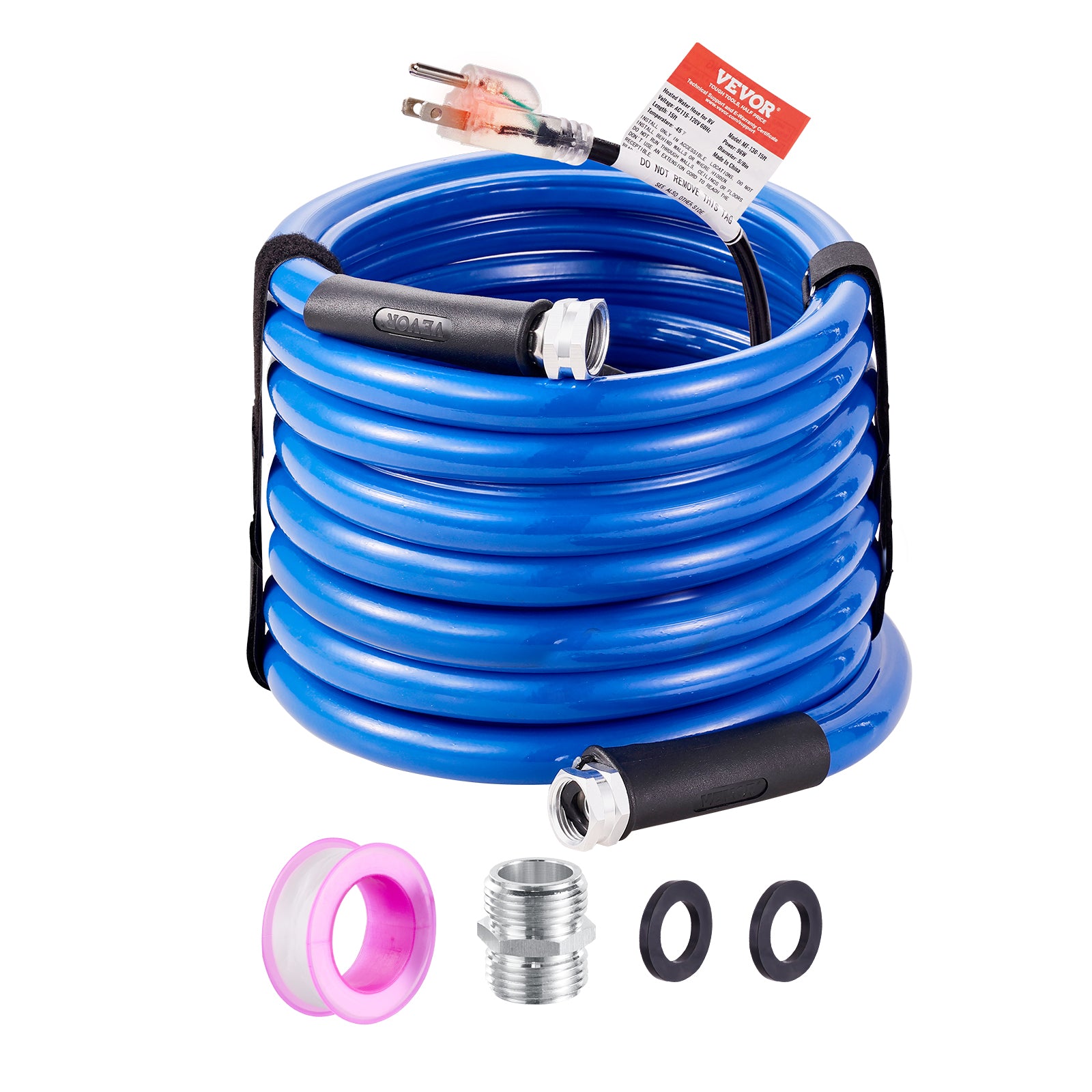 VEVOR Heated Water Hose 15ft-100ft for RV -45℉ Antifreeze Drinking Water Hose