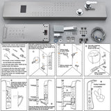 LED Shower Panel Tower Massage System Rain&Waterfall Jets Faucet Stainless Steel