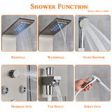 LED Shower Panel Tower Massage System Rain&Waterfall Jets Faucet Stainless Steel