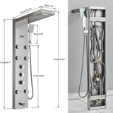 LED Shower Panel Tower Massage System Rain&Waterfall Jets Faucet Stainless Steel