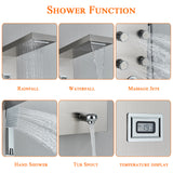 LED Shower Panel Tower Massage System Rain&Waterfall Jets Faucet Stainless Steel