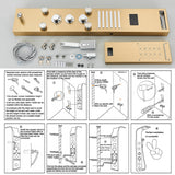 LED Shower Panel Tower Massage System Rain&Waterfall Jets Faucet Stainless Steel