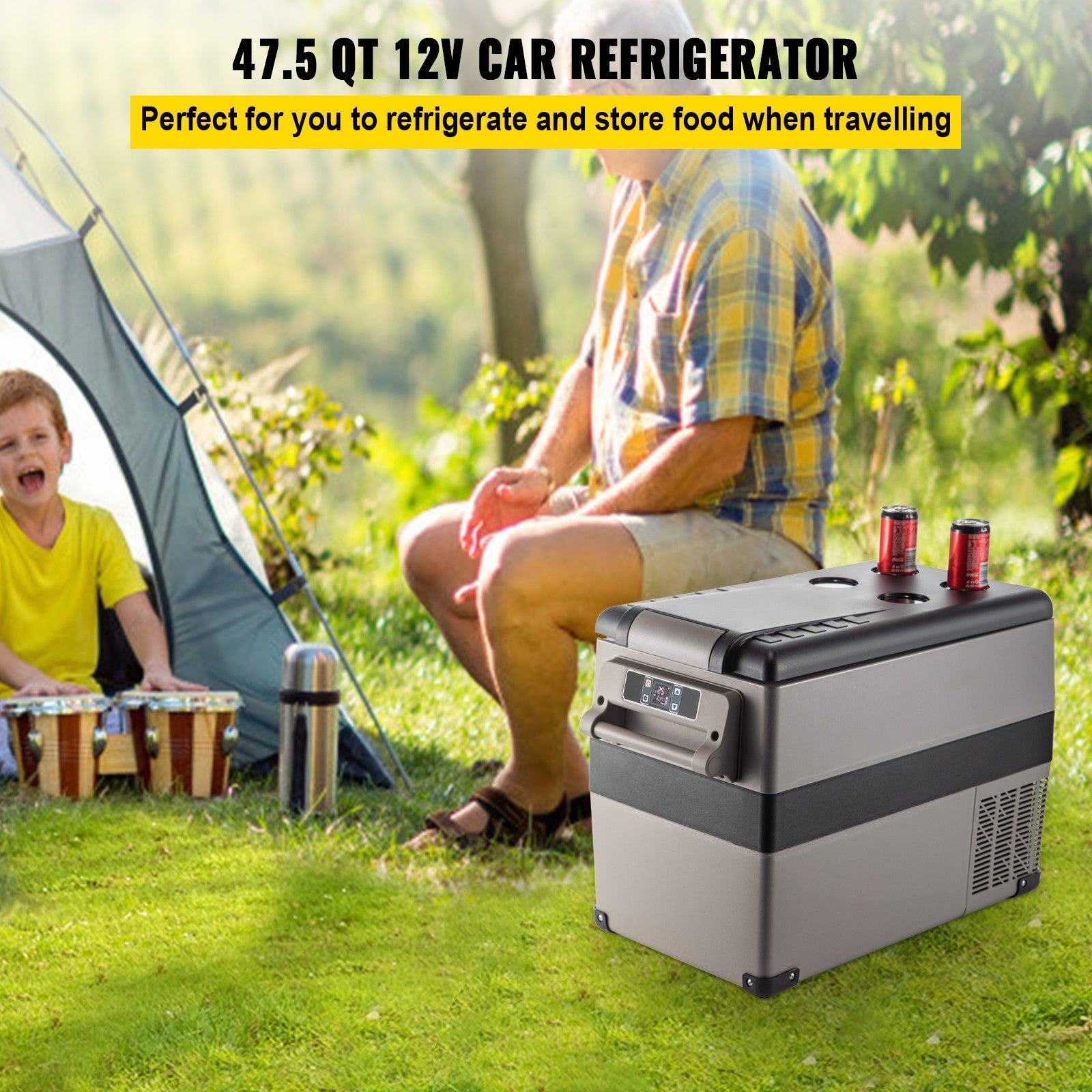 Car Fridge Freezer Cooler 47.5QT Portable Compressor 45L Mini Refrigerator Home