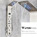 LED Shower Panel Tower Massage System Rain&Waterfall Jets Faucet Stainless Steel