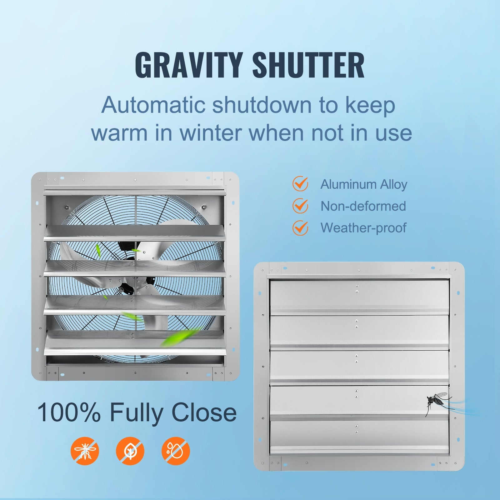 Uimoso Shutter Exhaust Fan Shop Exhaust Fan 24'' Wall Mounted Aluminum 3320 CFM