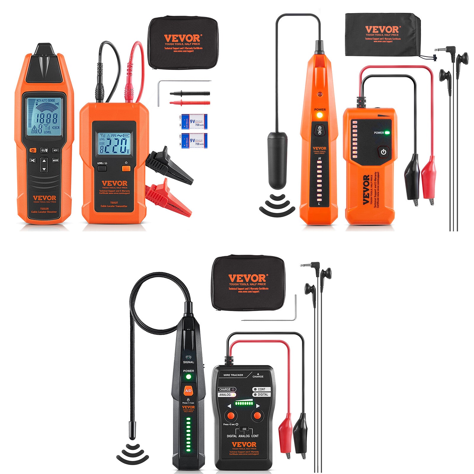 VEVOR Underground Cable Wire Locator Tracker Locating Buried & Hidden Wires