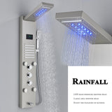 LED Shower Panel Tower Massage System Rain&Waterfall Jets Faucet Stainless Steel