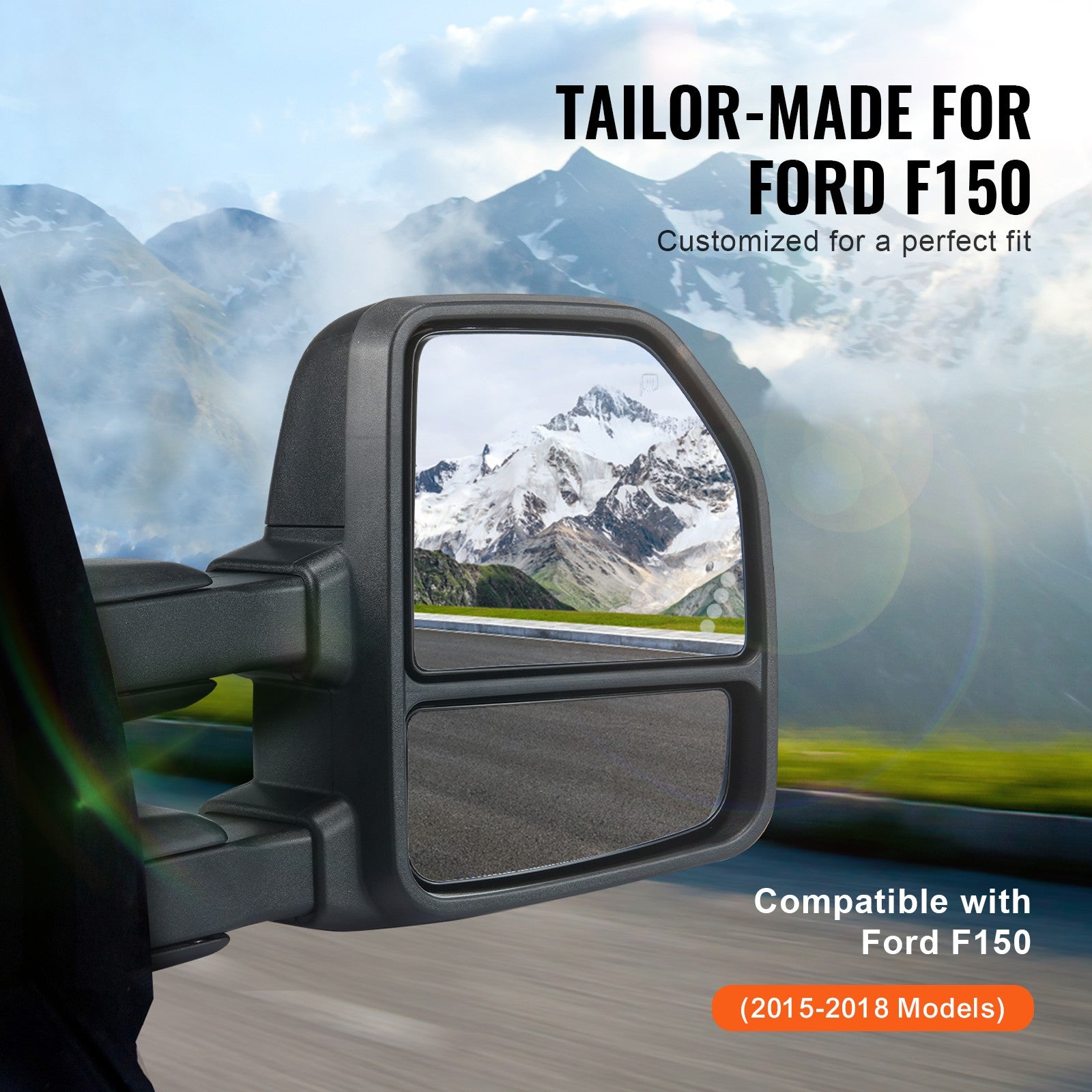 Power Heated Tow Mirrors for 2015-2018 Ford F150 Signal Lights Foldable