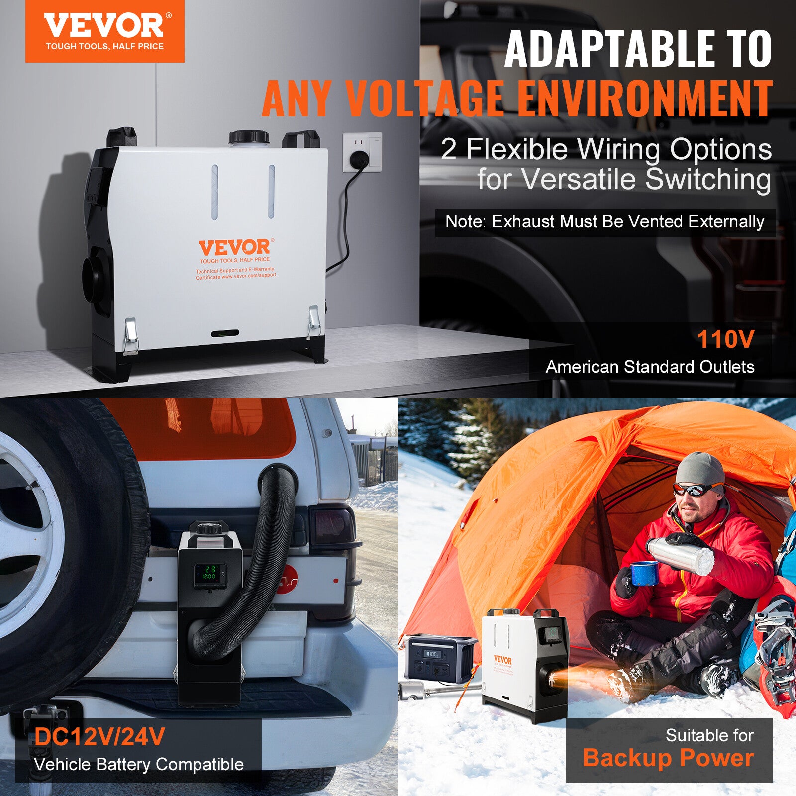 VEVOR Diesel Air Heater All-in-one 12V 8KW LCD Remote Control for Car RV Indoors