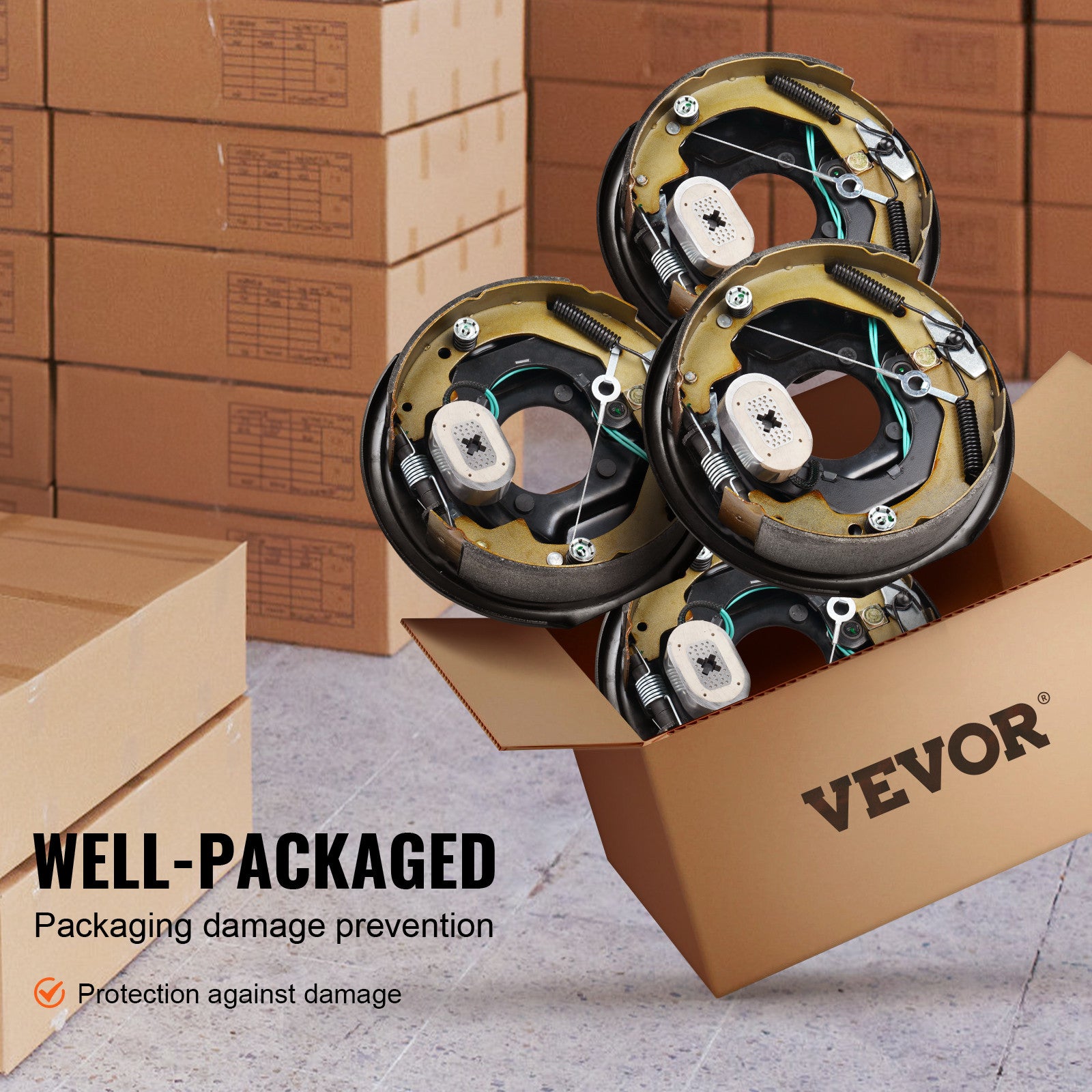 VEVOR Electric Trailer Brake 10"x2-1/4" Self-Adjusting Assembly 2 Pairs 3500 lbs