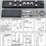LED Shower Panel Tower Massage System Rain&Waterfall Jets Faucet Stainless Steel