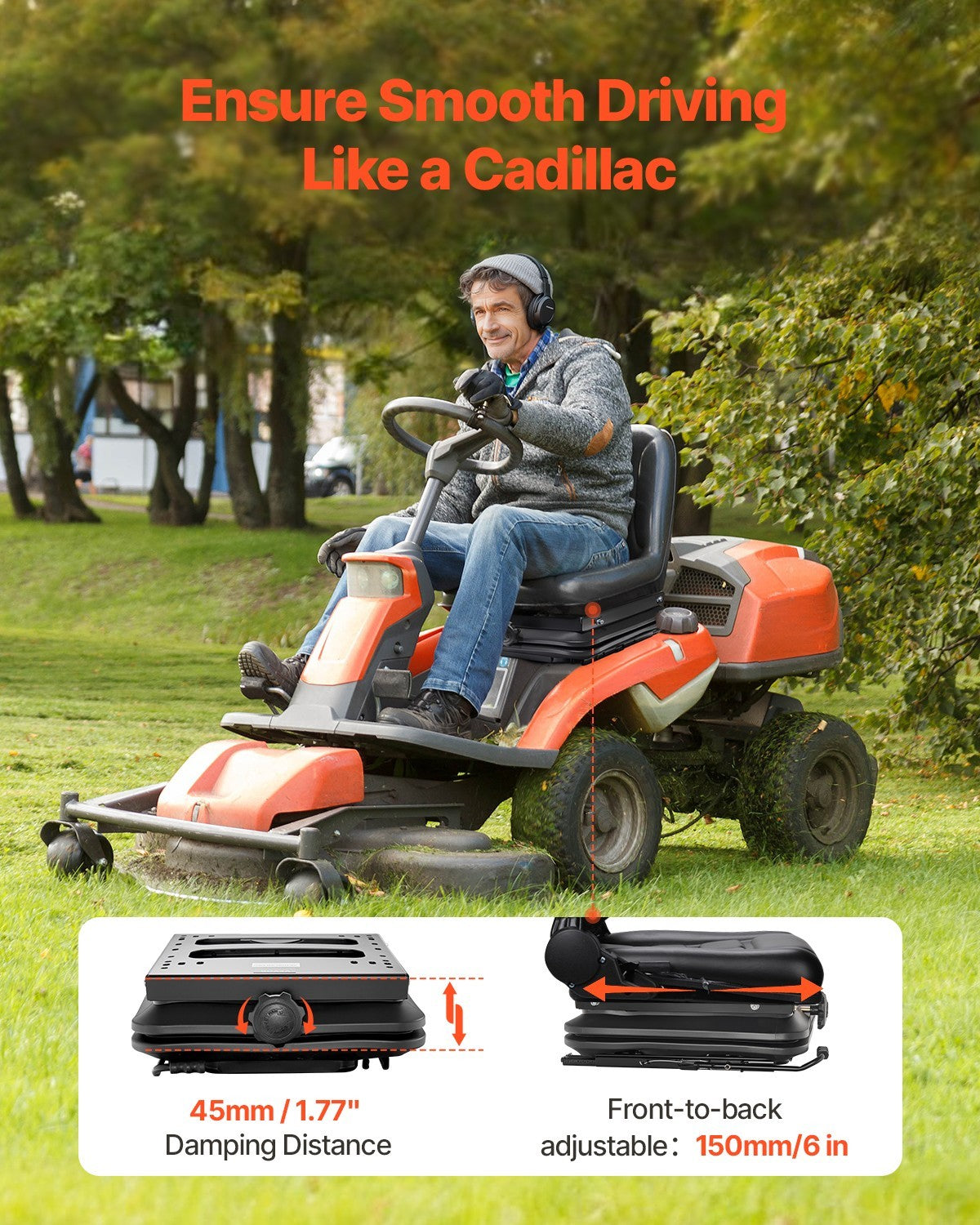 VEVOR Universal Seat Suspension Kit for Lawn Mower Skid Steer Forklift Tractor