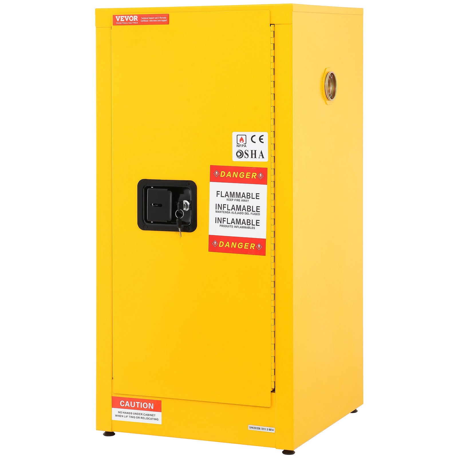 VEVOR Flammable Safety Cabinet Liquid Storage 16 Gal 18.1x18.1x35.4 in Cabinet