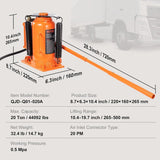 VEVOR Air Hydraulic Bottle Jack, 20 Ton/40000 LBS All Welded Bottle Jack
