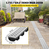 Drainage Trench Driveway Channel Drain Kit Metal Grate-5.8"x3.1"-5 Pack