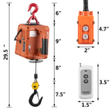 3-in-1 Portable Crane Electric Hoist Winch 1100lbs Wired/Wireless Remote Control
