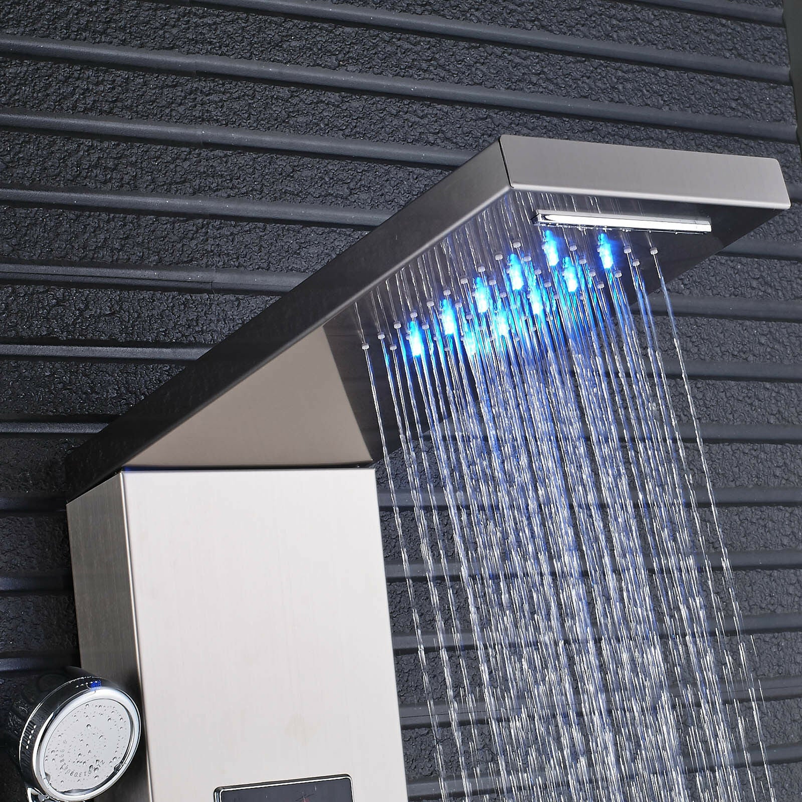 LED Shower Panel Tower Massage System Rain&Waterfall Jets Faucet Stainless Steel