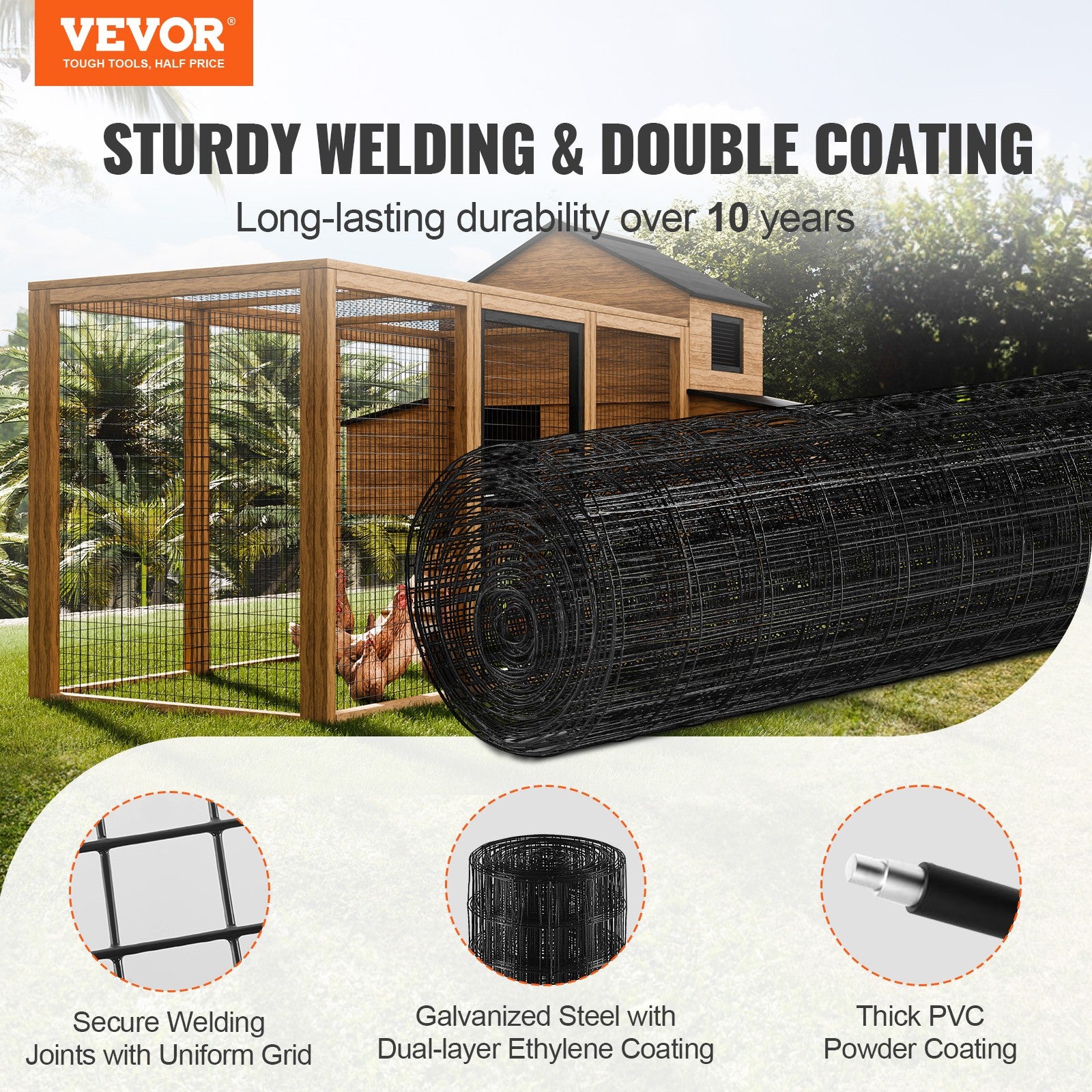 VEVOR Hardware Cloth 24/36/48in x 50ft/100ft Wire Mesh Roll 16/19 Ga Wire Fence