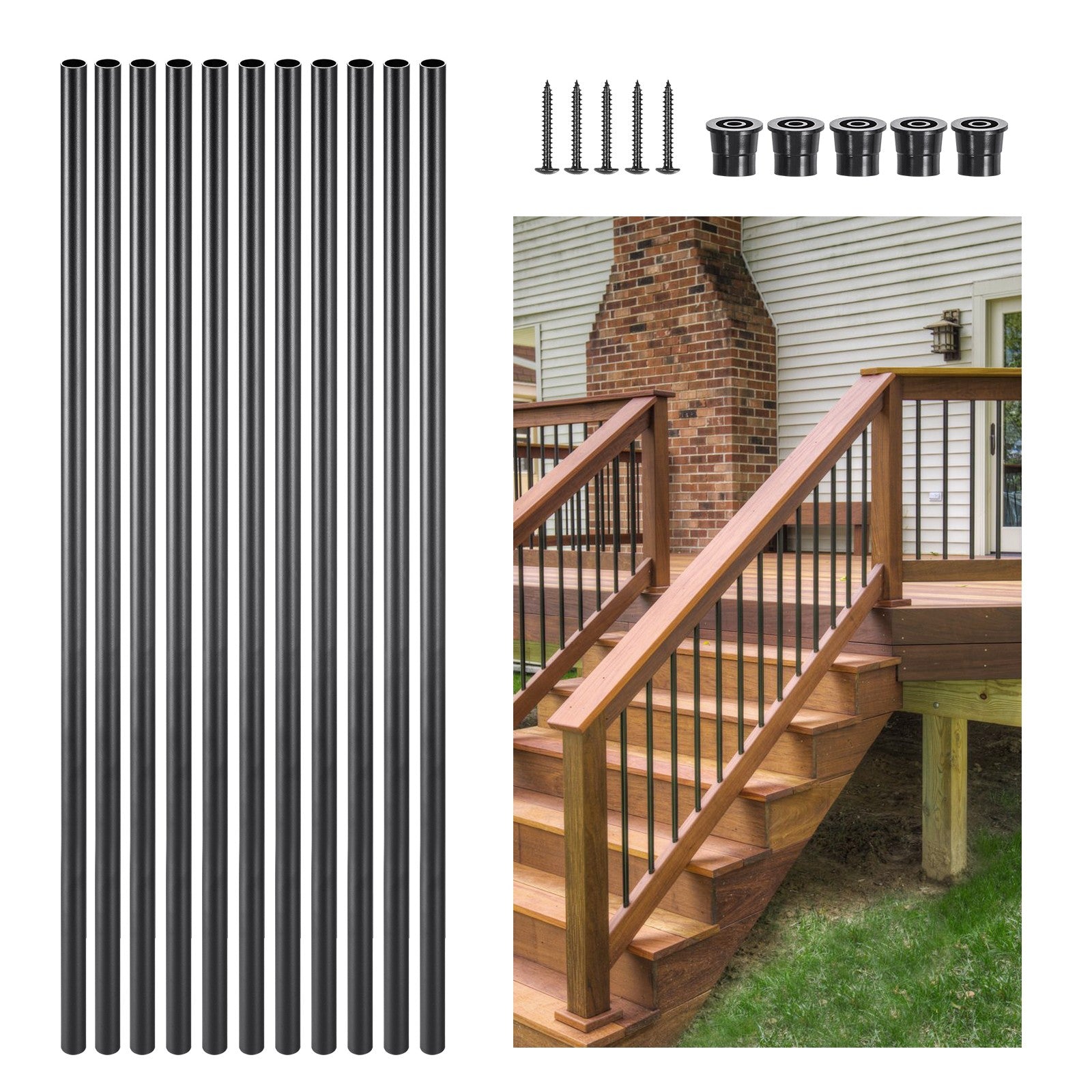 VEVOR Deck Balusters 101 Pack 32 in Aluminum Staircase Deck Spindles with Screws