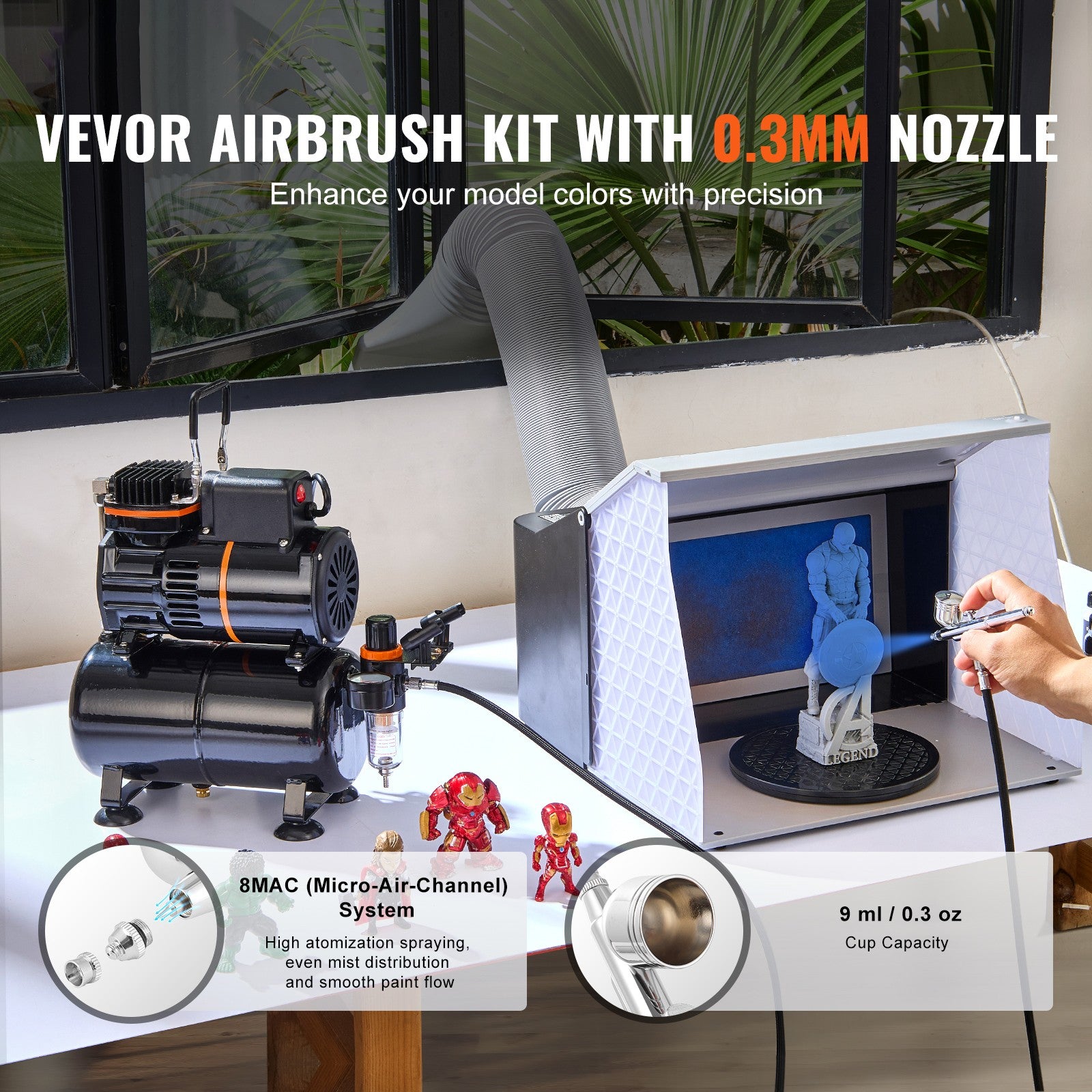 Uimoso Airbrush Kit Dual Fan Air Tank Compressor System Kit with 3.5L Air Tank