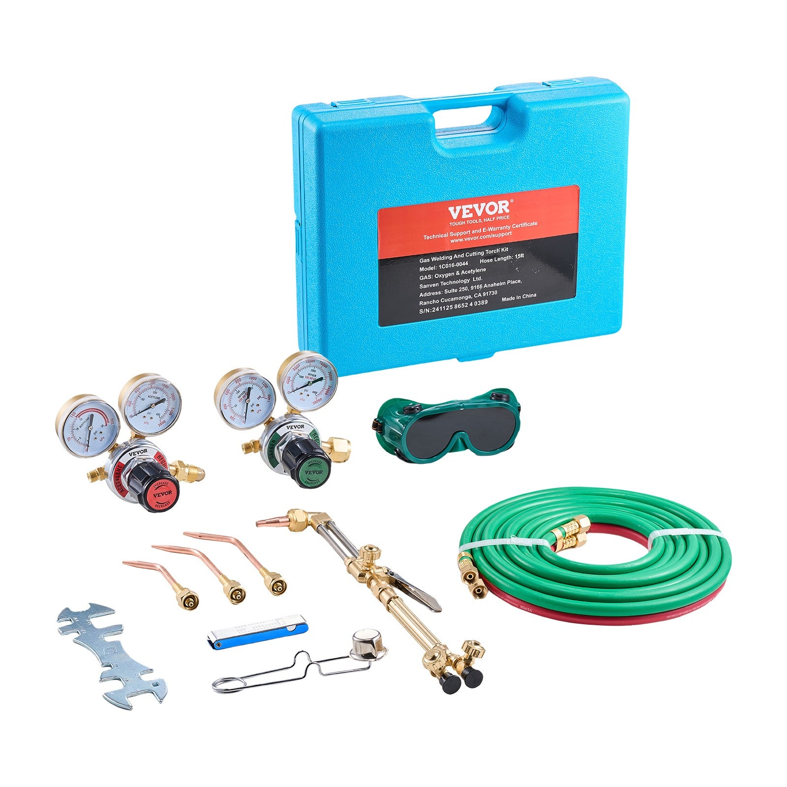 VEVOR Oxygen Acetylene Torch Kit 14PCS Gas Welding Cutting  & Portable Case Hose