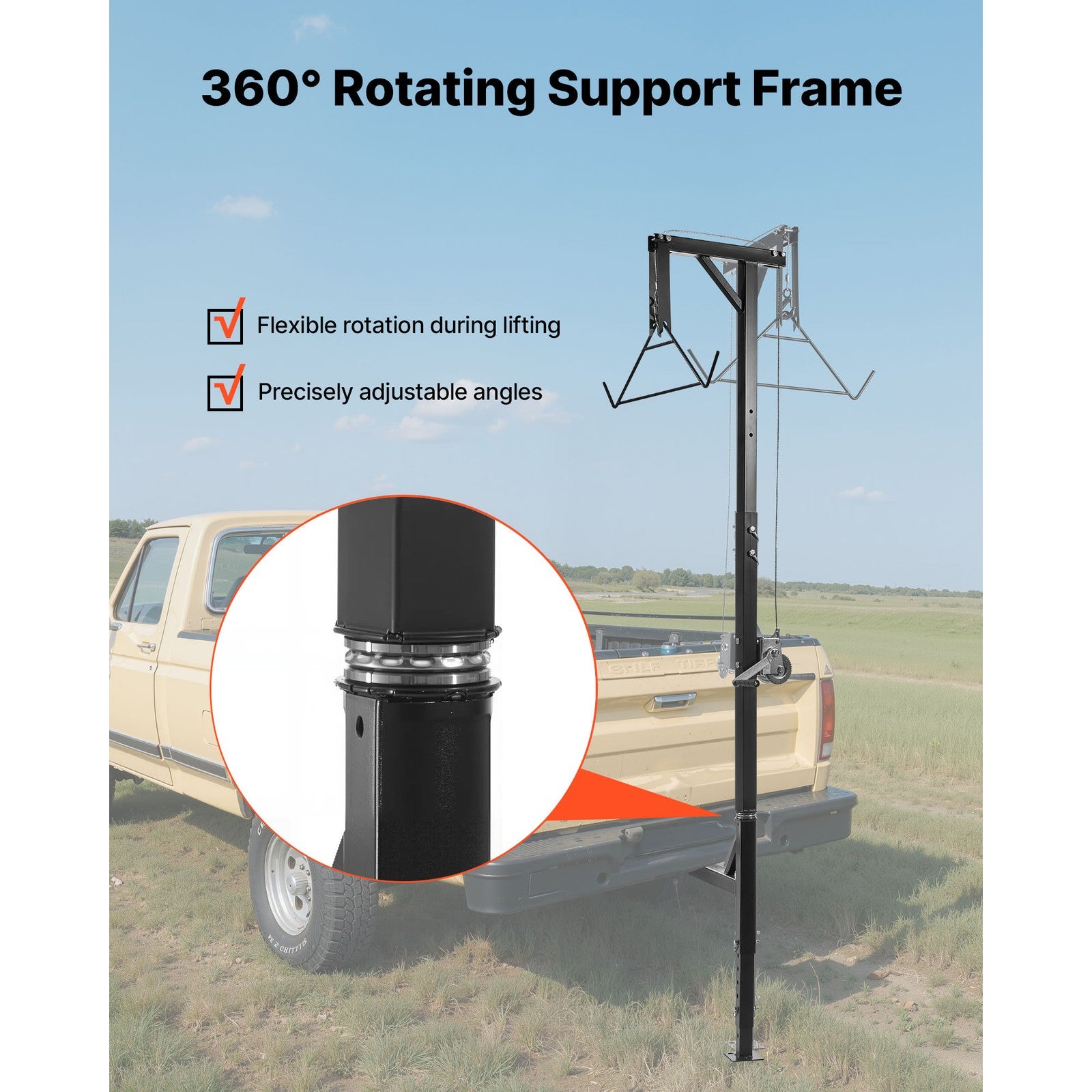 Uimoso Truck Hitch Hoist 600 lbs Hunting Deer Lift with 2-inch Receiver