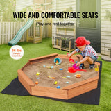 Uimoso Wooden Sandbox with Cover Octagonal Sand Box Sand Pit Outdoor Ages 3-12