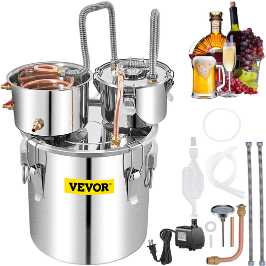 VEVOR Moonshine Still Water Alcohol Distiller 13.2Gal w/Thumper Keg & Water Pump