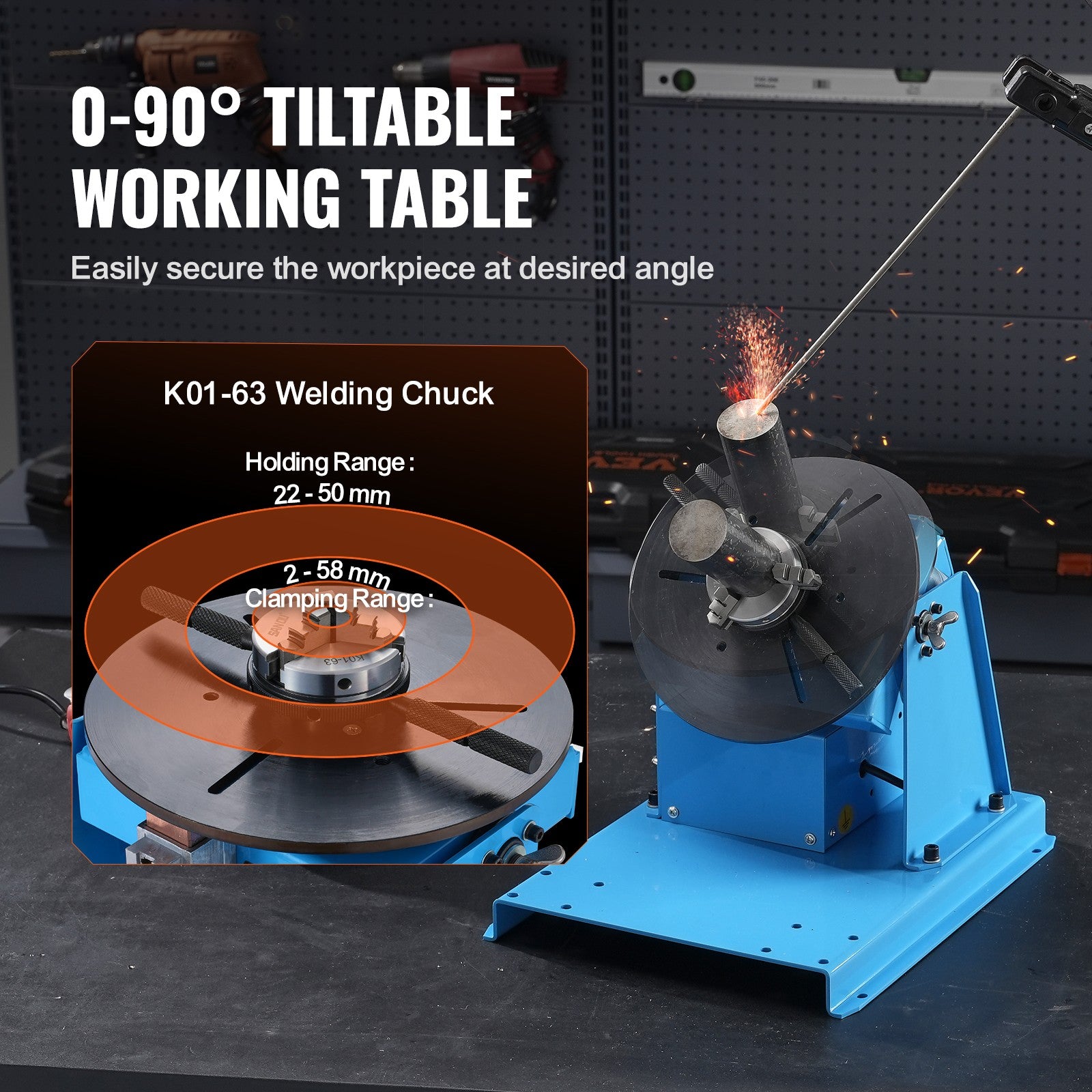 Uimoso 10KG Rotary Welding Positioner 0-90° Positioning Turntable Table 1-12RPM