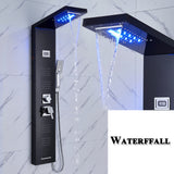 LED Shower Panel Tower Massage System Rain&Waterfall Jets Faucet Stainless Steel