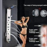 LED Shower Panel Tower Massage System Rain&Waterfall Jets Faucet Stainless Steel