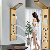 LED Shower Panel Tower Massage System Rain&Waterfall Jets Faucet Stainless Steel