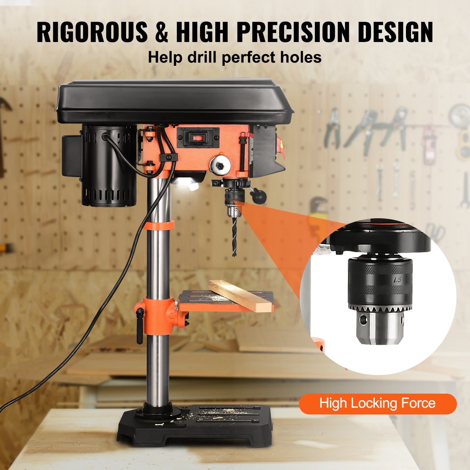 VEVOR 10-Inch 5-Speed Benchtop Drill Press Cast Iron Drill Press 3.2A