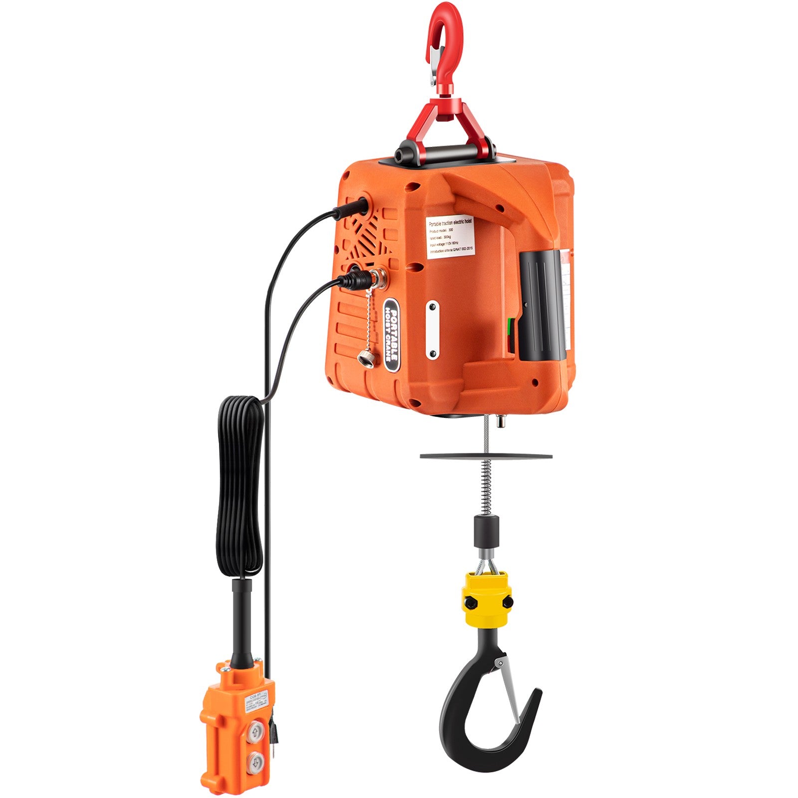 VEVOR 3-in-1 Electric Hoist Winch Portable Crane 1100lbs 25ft w/ Remote Control