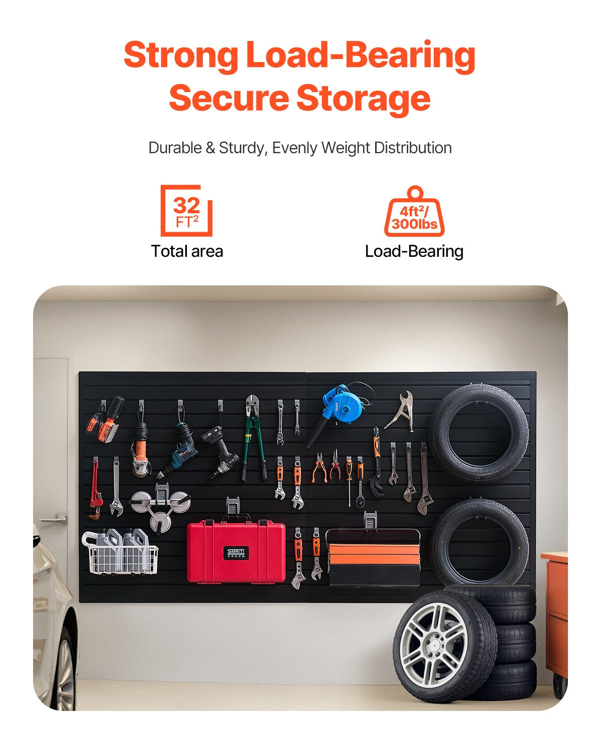 8 x 4 ft Slat Wall Paneling PVC Black Garage Slatwall with Modular Design