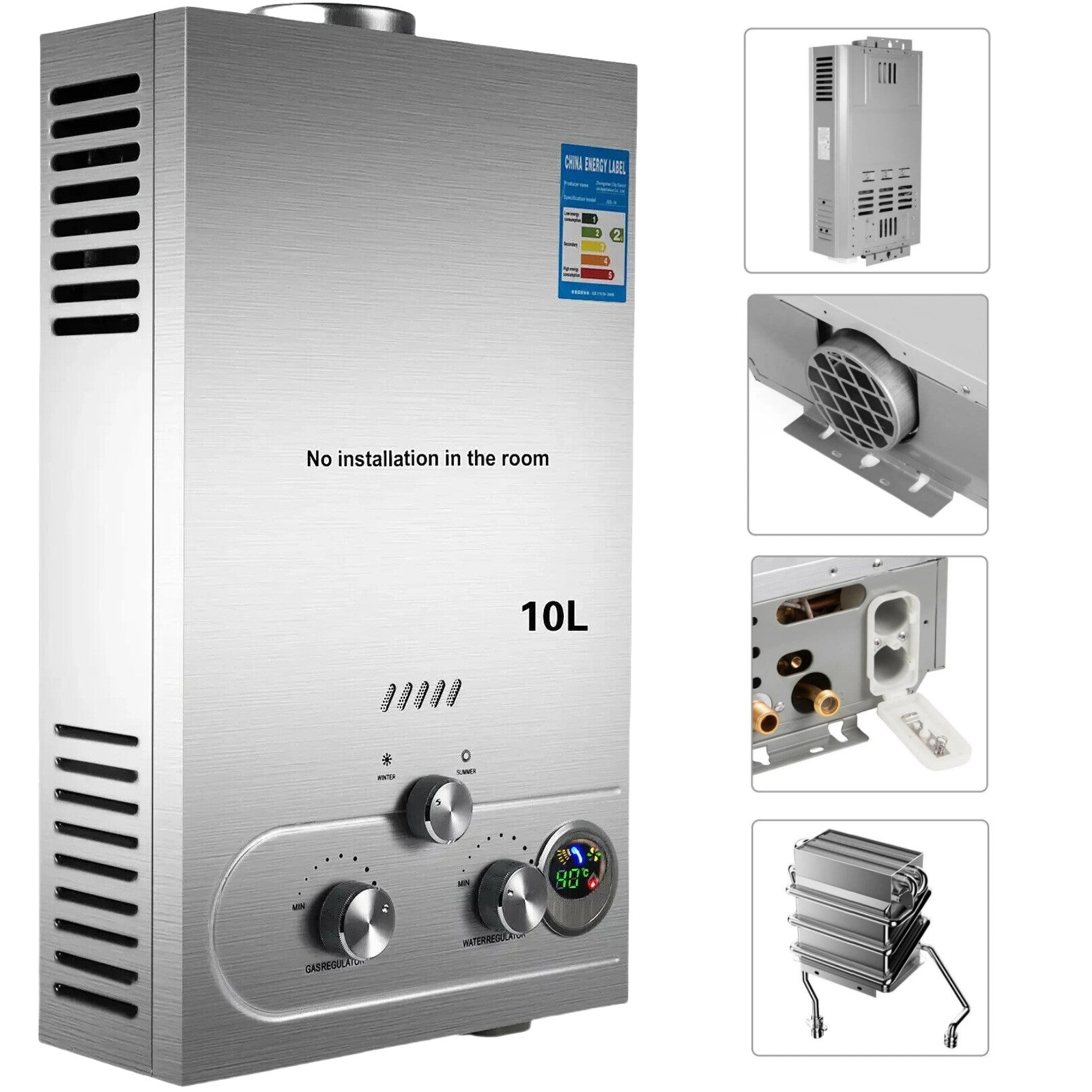 🔥VEVOR 10L 5GPM Tankless Natural/Propane Gas Hot Water Heater Instant Boilers