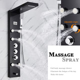 LED Shower Panel Tower Massage System Rain&Waterfall Jets Faucet Stainless Steel