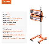 VEVOR 2200W High Power Infrared Paint Curing Lamp for Auto Drying Body Heating