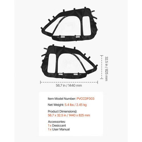 VEVOR Cab Enclosure Upper Doors, Compatible with Polaris RZR XP 1000/XP Turbo 20