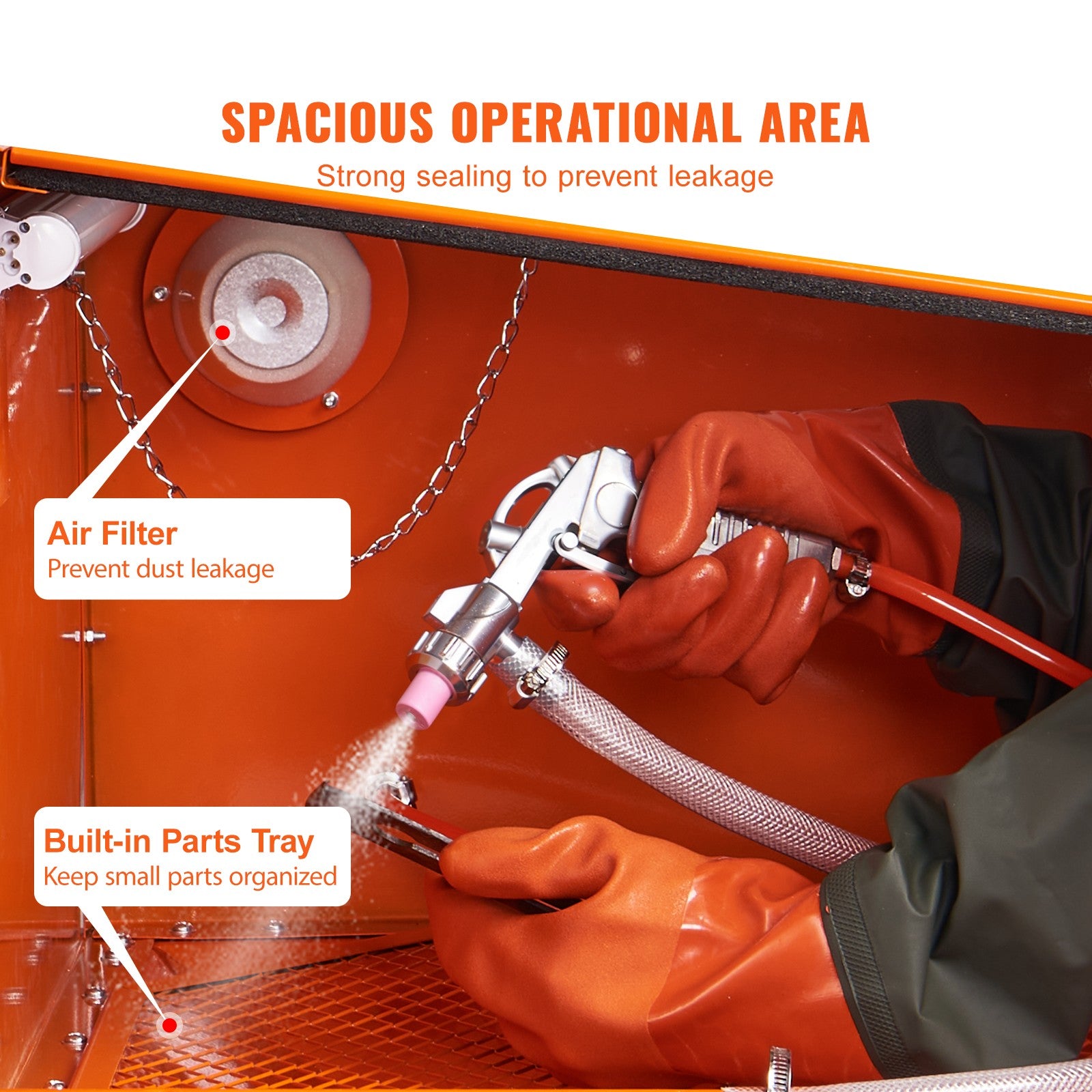 Uimoso 25 Gallon Sandblasting Cabinet Benchtop Cabinet w/ Blasting Gun 4 Nozzle