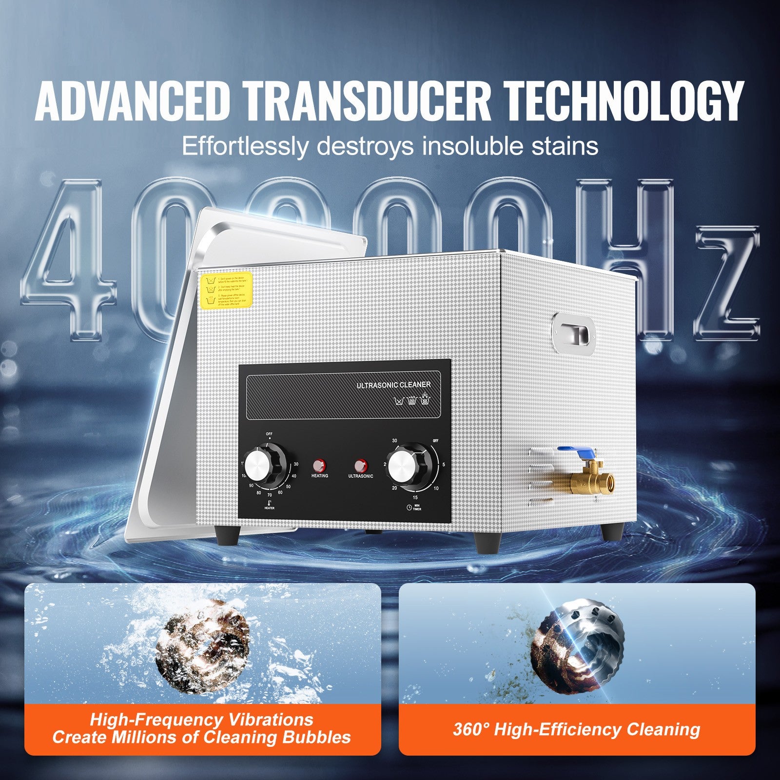 15L Ultrasonic Cleaner with Heater Timer & Basket Digital Sonic Heating Machine