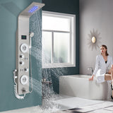 LED Shower Panel Tower Massage System Rain&Waterfall Jets Faucet Stainless Steel