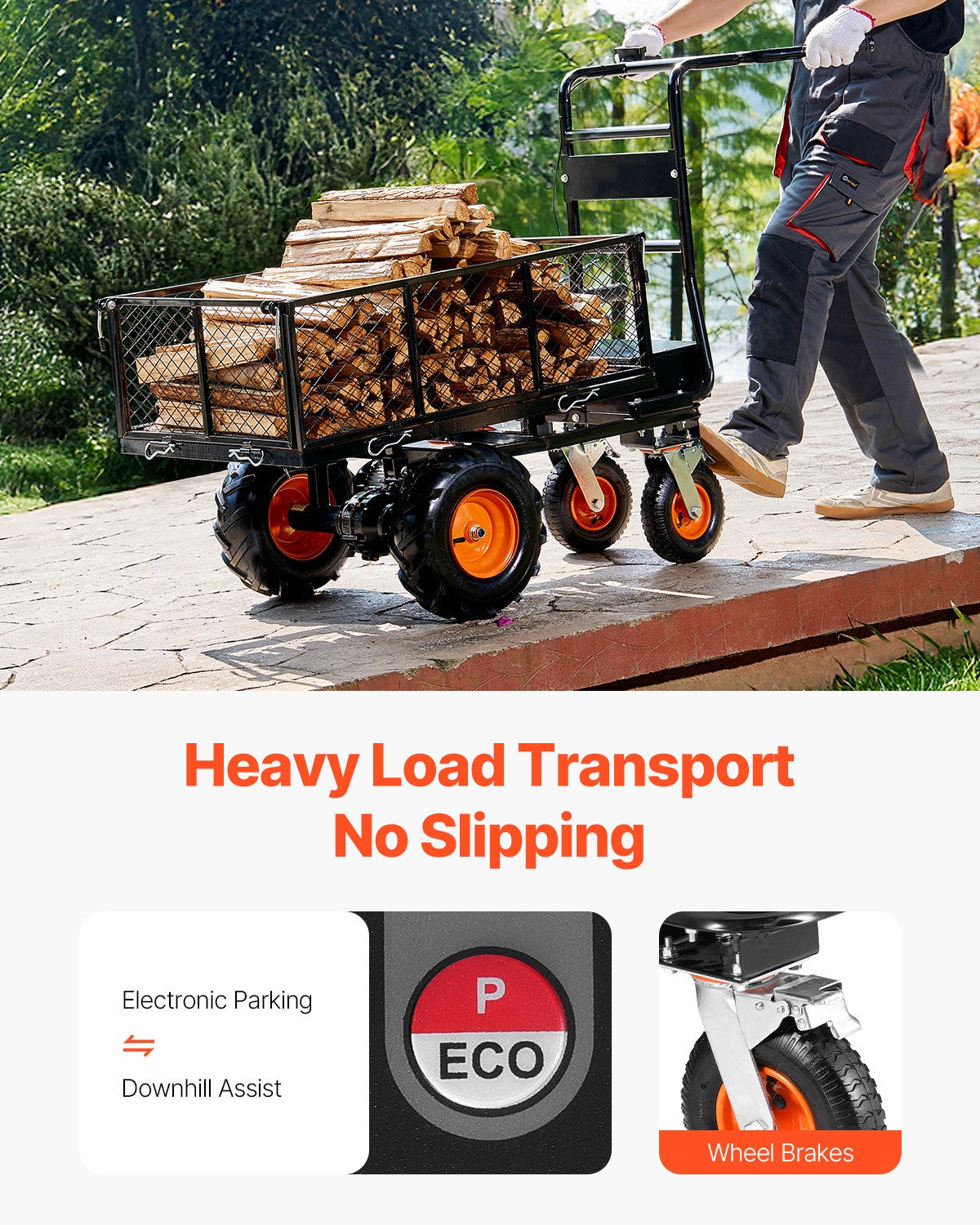 Electric Utility Cart 660lbs Capacity Power Wagon 36V 432W Wheelbarrow