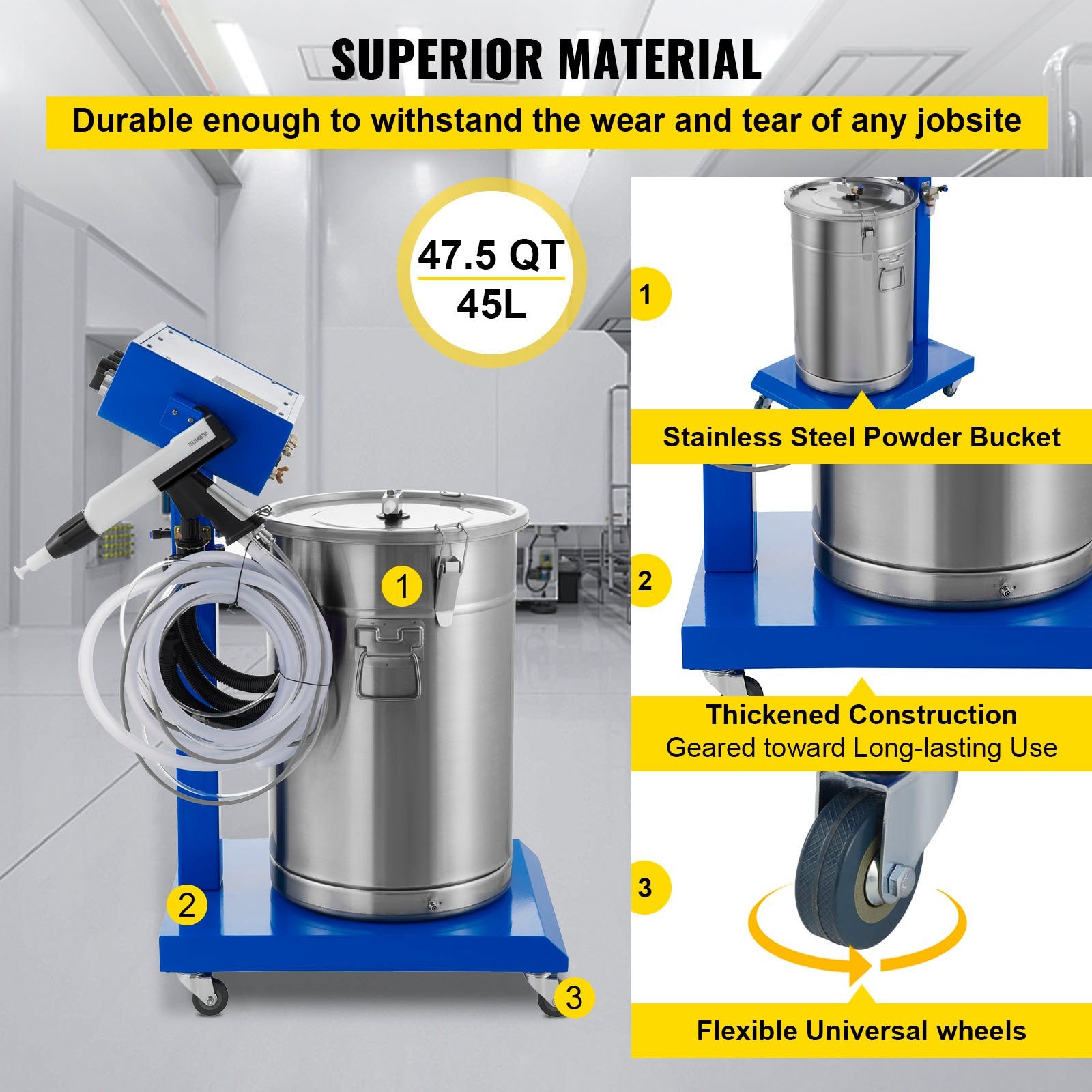 Powder Coating System Machine 45L Pro Electrostatic Sprayer for Perfect Finishes