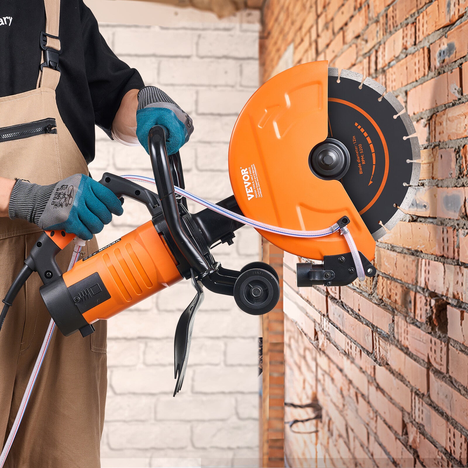 VEVOR 12'' Electric Concrete Saw Wet/Dry Saw Cutter with Water Pump and Blade